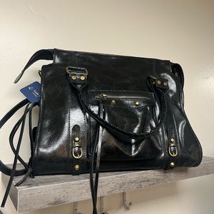 New! Authentic 100% Italian leather black crossbody bag/tote/satchel